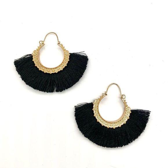 💝Tassel Fan Earrings in Gold Tone - Picture 2 of 2